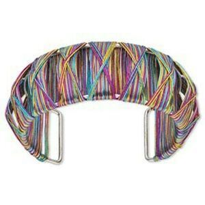 Metallic Rainbow Wire Wrapped Silver Adjustable 30mm Wide Metal Cuff Bracelet